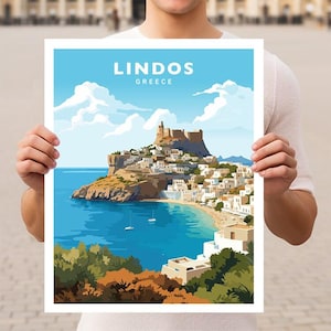 Lindos Greece Travel Wall Art Poster Print