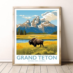Grand Teton National Park Wyoming Travel Print Gift Hiking Wall Art Home Decor Poster