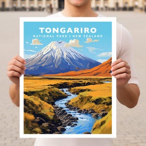 Tongariro National Park New Zealand Travel Wall Art Poster Print
