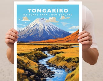Tongariro National Park Nieuw-Zeeland reizen muurkunst posterafdruk