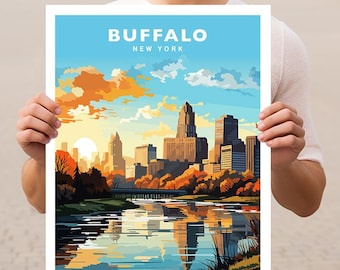 Impressão de pôster de arte de parede de viagem de Buffalo, Nova York