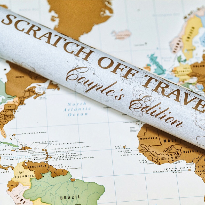 The World Couples Edition Scratch Off Travel Map by Mappinners image 1