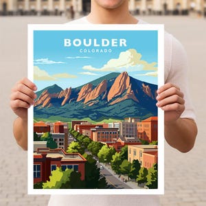 Cartaz de arte de parede de viagem de Boulder Colorado