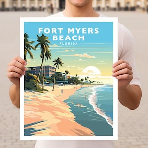 Fort Myers Beach Florida Travel Wall Art Poster Print