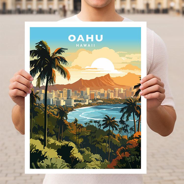 開運絵画　❀HAWAII❀ポジティブソウル Oahu Hawaii Honolulu Travel Wall Art Poster Print - Etsy