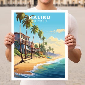 Malibu California Travel Wall Art Poster Print