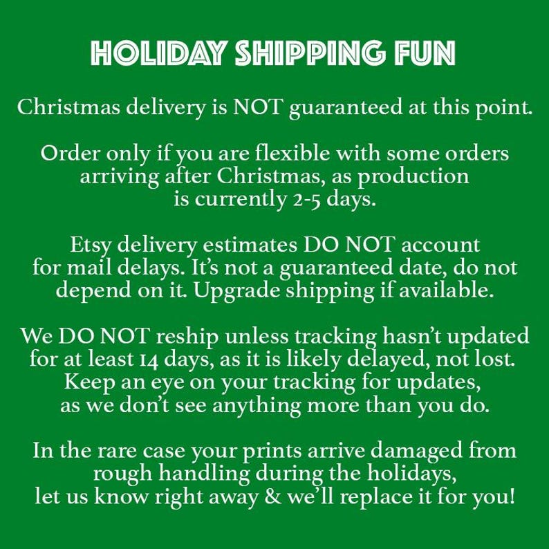 a green christmas card with the words holiday shipping fun
