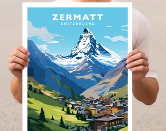Zermatt Switzerland Matterhorn Swiss Alps Travel Wall Art Poster Print
