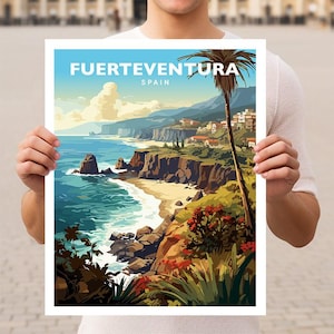 Póster de viaje de Fuerteventura, España, Islas Canarias