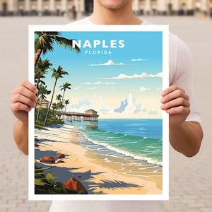 Stampa artistica da parete di viaggio di Naples Florida