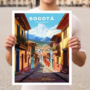 Póster de viaje de Bogotá, Colombia, arte mural impreso