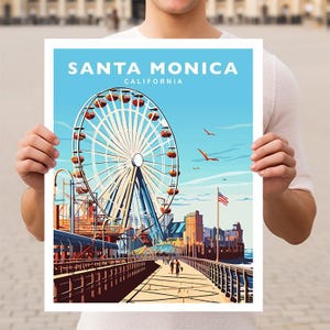 Santa Monica California Travel Wall Art Poster Print