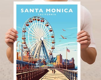 Santa Monica California Travel Wall Art Poster Print