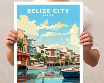 Stampa poster artistica da parete Belize City Belize Travel