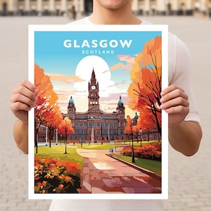 Glasgow Scotland UK Travel Wall Art Poster Print