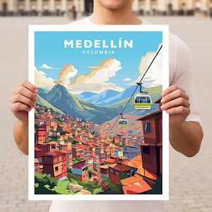 Póster de viaje de Medellín, Colombia, arte de pared impreso