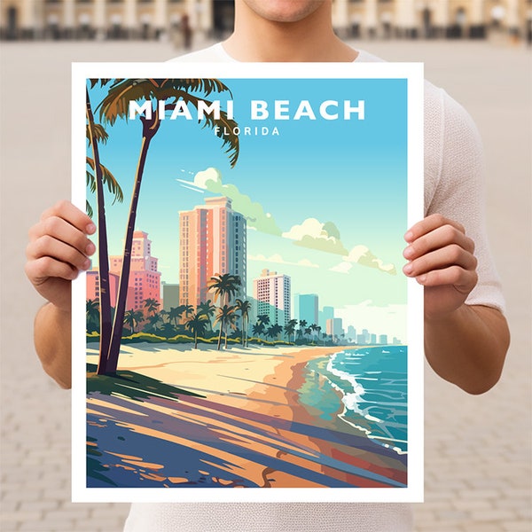 Impression d'affiche d'art mural de voyage à Miami Beach en Floride