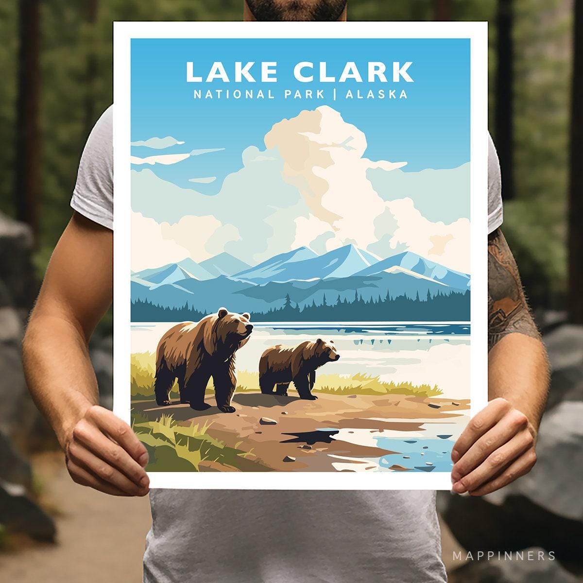 Lake Clark National Park Alaska Travel Print Gift Hiking Wall Art Home Decor Poster