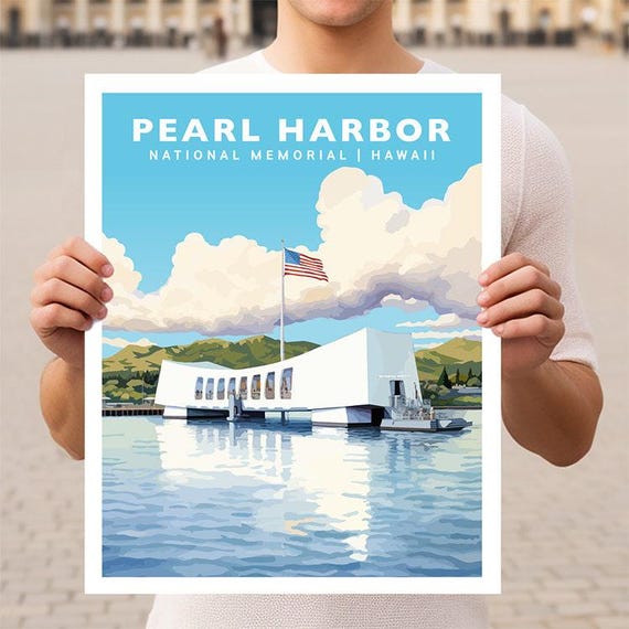 Pearl Harbor National Memorial Hawaii Travel Wall Art Poster Print