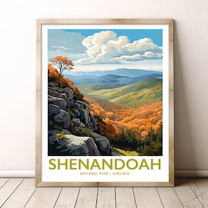 Parc national de Shenandoah, Virginie, impression de voyage, cadeau de randonnée, art mural, décoration d'intérieur, affiche