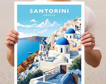 Santorini Greece Travel Wall Art Poster Print