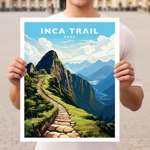 Inca Trail to Machu Picchu Peru Travel Wall Art Poster Print