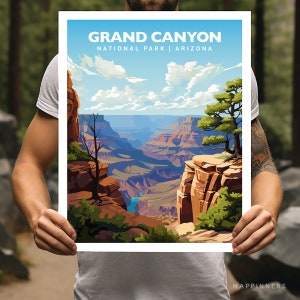 Grand Canyon National Park Arizona Travel Print Gift Hiking Wall Art Home Decor Poster