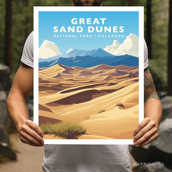 Great Sand Dunes National Park Colorado Travel Print Gift Hiking Wall Art Home Decor Poster