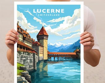 Impression d'affiche d'art mural de voyage Lucerne en Suisse