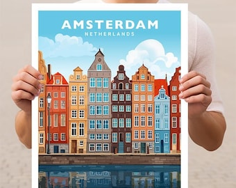 Amsterdam Netherlands Travel Wall Art Poster Print