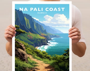 Na Pali Coast Hawaii Travel Wall Art Poster Print