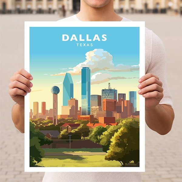 Póster de pared con diseño de viaje a Dallas, Texas