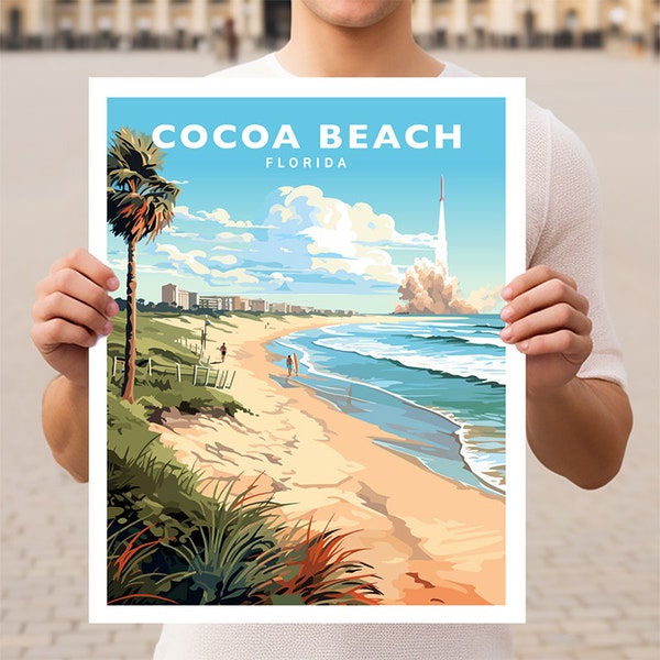 Cocoa Beach Florida Cape Canaveral Travel Wall Art Poster Print