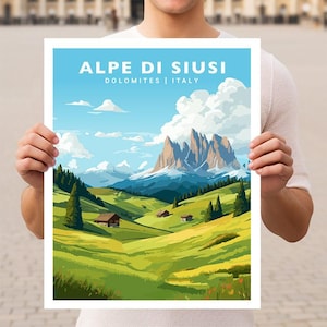 Alpe di Siusi Italy Seiser Alm Dolomites Travel Wall Art Poster Print