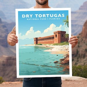 Dry Tortugas National Park Floryda Podróż Wydruk Prezent Piesze wycieczki Ścienna Sztuka Wystrój Domu Plakat