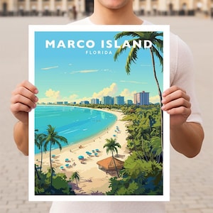 Marco Island Floryda Podróż Plakat Ścienny Sztuka Wydruk
