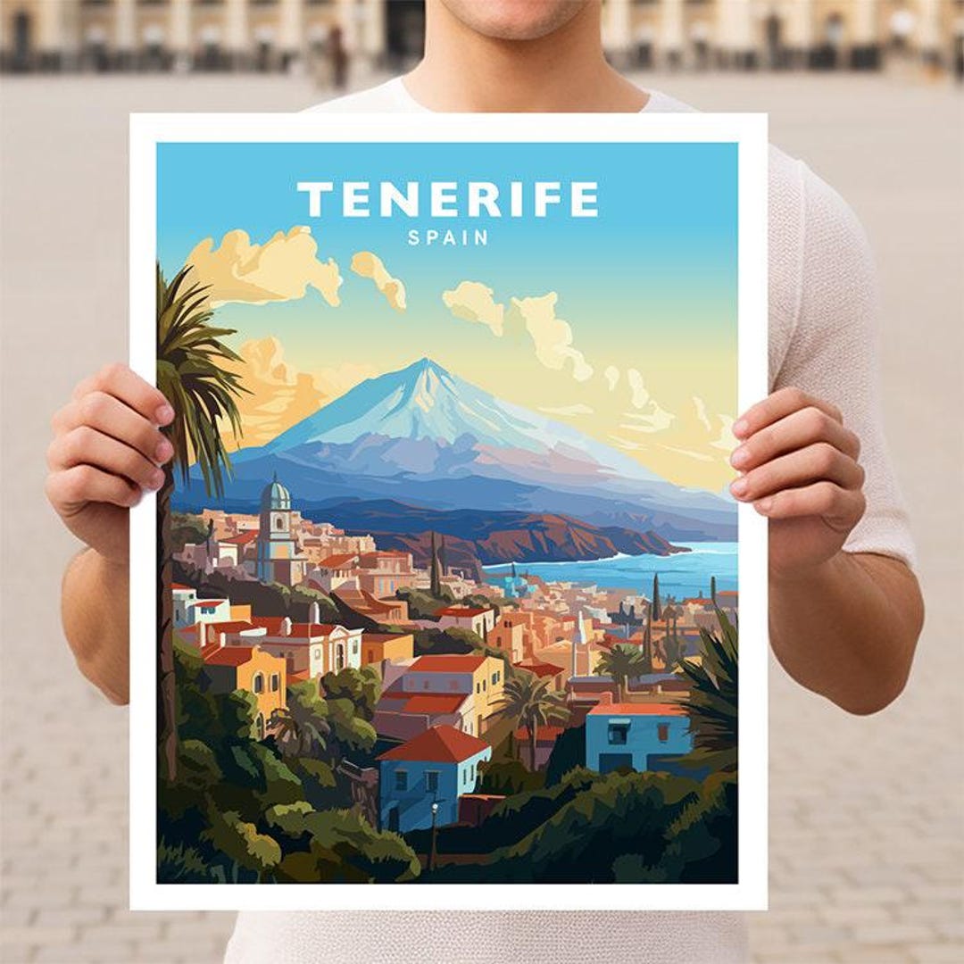Affiche Vintage Tenerife Îles Fortunées – Poster 50x70cm, Reproduction HQ, Papier Neuf