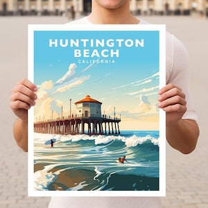 Huntington Beach California Travel Wall Art Poster Print