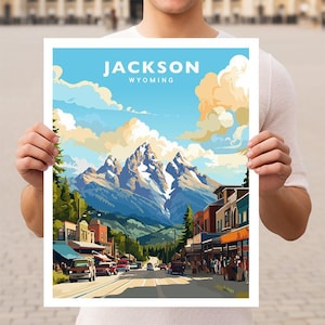 Impression d'affiche d'art mural de voyage Jackson Hole Jackson Wyoming
