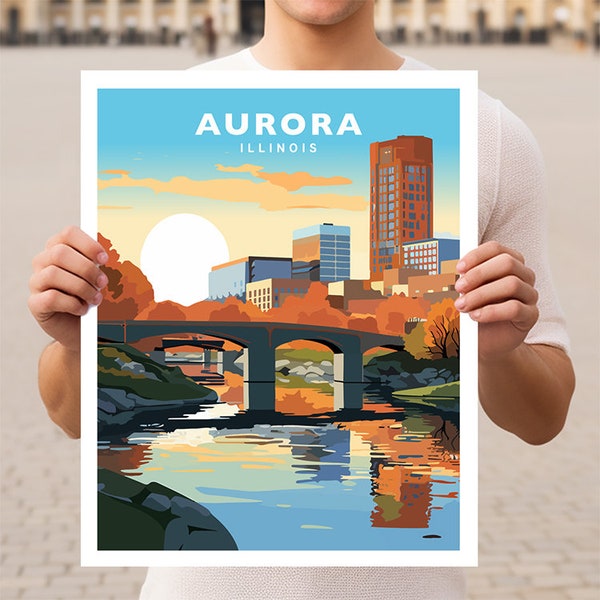 Aurora Illinois Travel Wall Art Poster Print