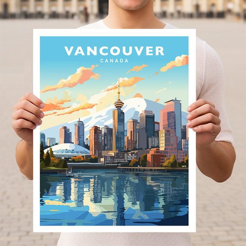 Pôster de arte de parede para viagem a Vancouver, Canadá. imagem 1