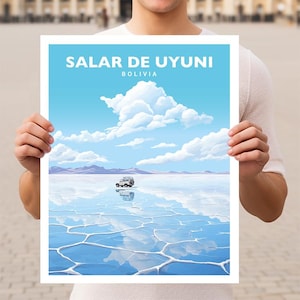 Póster de viaje de las salinas del Salar de Uyuni, Bolivia