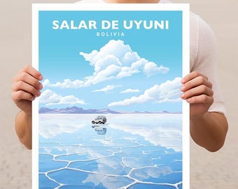 Salar de Uyuni, zoutvlakten, reizen, reisposter, Bolivia
