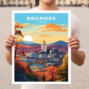 Roanoke Virginia Travel Wall Art Poster Print