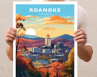 Roanoke Virginia Reise-Wand-Kunst-Plakat-Druck