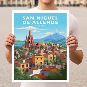 Impressão de pôster de arte de parede de viagem de San Miguel de Allende México Guanajuato