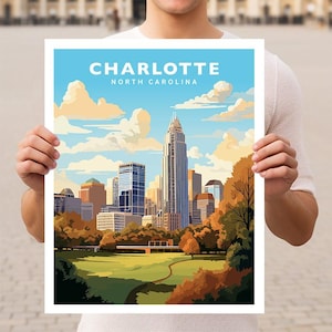 Charlotte North Carolina Travel Wall Art Poster Print