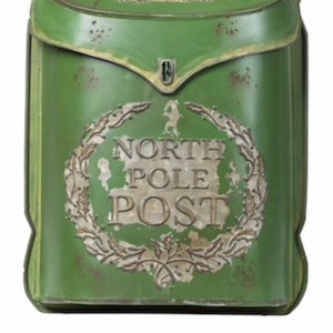 North Pole Post Box, Rustic Display Mailbox, Tin Display Mailbox, Rustic Decor, Christmas Decor, Holiday Decor, North Pole, Letters to Santa