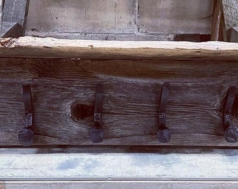 Railroad Spike Coat Rack, Reclaimed Barnwood Coat Rack, Rustic Coat Rack, Railroad Spike Hanging Hooks
