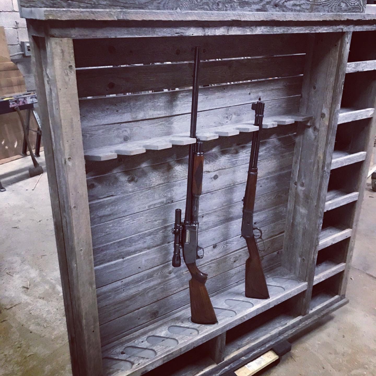 Rustic Gun Display Rack Rustic Reclaimed Wood Gun Rack Display Cabinet, Ammo Storage - Etsy